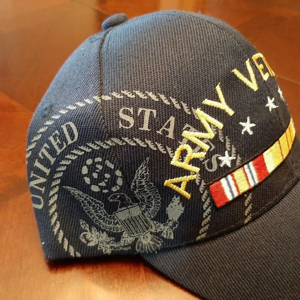 U.S. Army Veteran Hat Embroidered Navy Blue Ball B